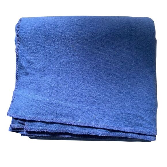 Vintage L.L.Bean 100% Wool Blanket Violet Blue Lightweight 94x66" Whipstitch - Picture 2 of 4